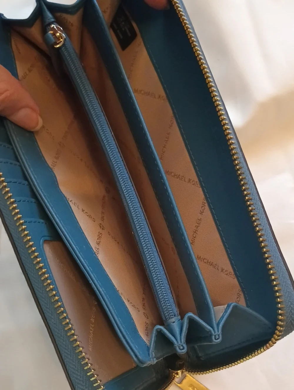 Michael Kors Teal Blue Zip-Around Wristlet Wallet